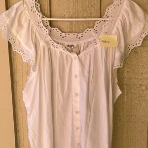 a.n.a White Eyelet Trim Blouse